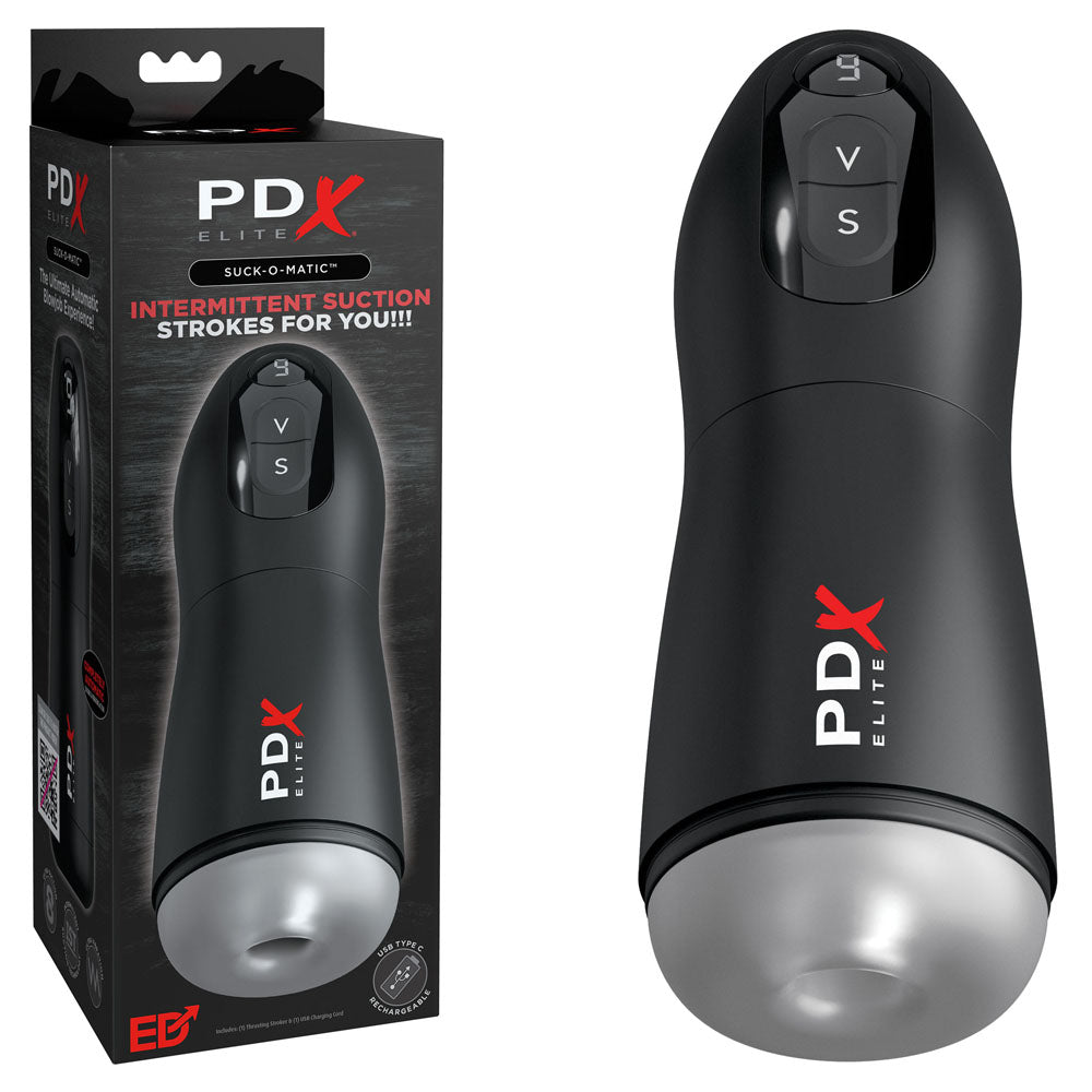 PDX Elite Suck-O-Matic - USB Rechargeable Sucking & Vibrating Masturbator Pipedream